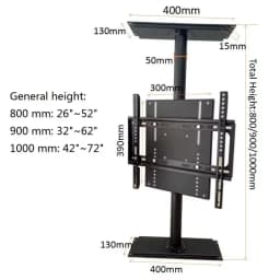 360° Rotating TV Cabinet Stand Heavy Duty Height Adjustable 80-100cm for 26-72" TVs Partition Wall Cold Rolled Steel