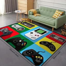 Living Room Carpet Cartoon Game Machine Pattern Floor Mat Children's Player Area Carpet Soft Non-Slip Bedroom Entrance Floor Mat
