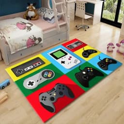 Living Room Carpet Cartoon Game Machine Pattern Floor Mat Children's Player Area Carpet Soft Non-Slip Bedroom Entrance Floor Mat