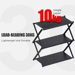 Three-tier Rack Outdoor Folding Storage Shelf Portable Desktop Organizer Shelves Picnic BBQ Storage Rack Table