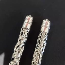 European Court Style 925 Silver, Hollow Cross Engraving, Metal Signature Pen, Ballpoint Pen, Gift.