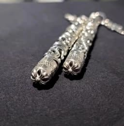 European Court Style 925 Silver, Hollow Cross Engraving, Metal Signature Pen, Ballpoint Pen, Gift.