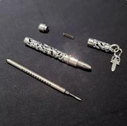 European Court Style 925 Silver, Hollow Cross Engraving, Metal Signature Pen, Ballpoint Pen, Gift.