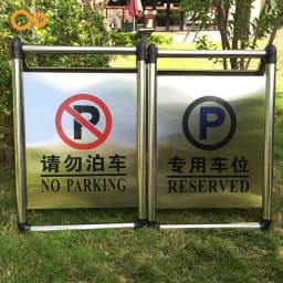Standing Type Safety Warning Sign Multi-language Customized Stainless Steel Caution Wet Floor No Parking A Triangle Board
