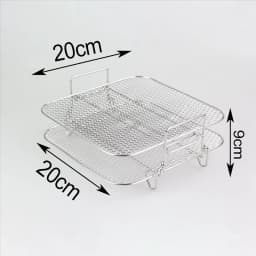 2-Layers Air Fryer Rack Stackable Grid Grilling Rack Stainless Steel for 4.2-5.8QT Air Fryer Kitchen Oven Steamer Cooker