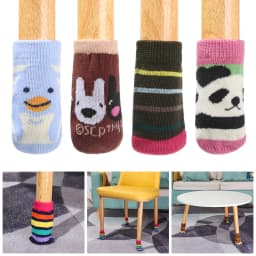4Pcs Cartoon Table Foot Socks Chair Leg Covers Floor Protectors Non-Slip Knitting Socks For Furniture Cartoon Home Decor