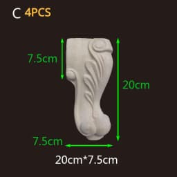 2-4PCS Wood Furniture Legs Sofa Couch Chair Ottoman Loveseat Coffee Table Cabinet Feet Bun Foot Wood Bend Appliques Onlays