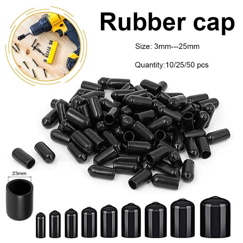 10-50pc PVC Rubber End Cap, Screw End Cap, Plastic Tube, Hub Thread Protector, Push In Cap, Rubber Cap, Threaded Rubber Cap