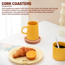 6 Pack Cork Coasters, 4 Inch Absorbent Heat Resistant Round Cork Coasters for Most Kind of Mugs in Office or Home