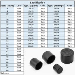 Black Non-slip Floor Protector Table Chair Leg Tips Caps Furniture Bottom Reduce Noise End Covers