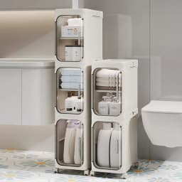 Household bathroom narrow seam storage cabinet, multifunctional foldable with wheels, dust-proof and crevice storage cabinet