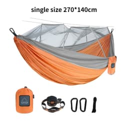 Single and Double Size Nylon Fabric Portable Travel Outdoor Camping Hanging Sleeping Hammock with Mosquito Net