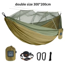 Single and Double Size Nylon Fabric Portable Travel Outdoor Camping Hanging Sleeping Hammock with Mosquito Net