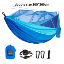 Single and Double Size Nylon Fabric Portable Travel Outdoor Camping Hanging Sleeping Hammock with Mosquito Net