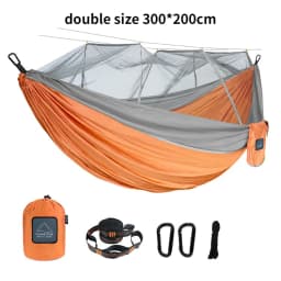 Single and Double Size Nylon Fabric Portable Travel Outdoor Camping Hanging Sleeping Hammock with Mosquito Net