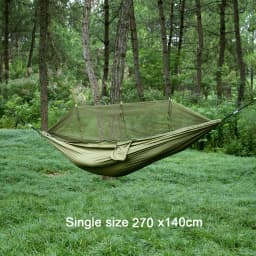 Single and Double Size Nylon Fabric Portable Travel Outdoor Camping Hanging Sleeping Hammock with Mosquito Net