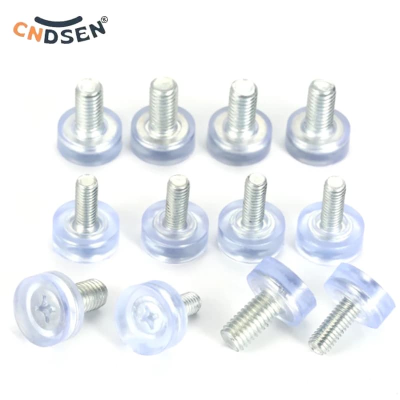 2/5/10/20Pcs Transparent M6 M8 Screw In Anti-slip Foot Pad Furniture Glide Levelling Feet Adjustable Leveler Pads