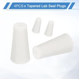4PCS Silicone Stopper White Semi-transparent With 8mm Holes Tapered Reusable Lab Seal Stoppers Suitable for Test Tubes Flasks