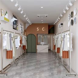 Movable Home Coat Racks Nordic Stainless Steel Rack Clothing Store Display Rack Hanging Clothes Rack Brushed Silver with Wheels