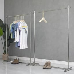 Movable Home Coat Racks Nordic Stainless Steel Rack Clothing Store Display Rack Hanging Clothes Rack Brushed Silver with Wheels