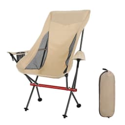 Folding Chair with Armrest, Camping Aluminum Chairs with Cup Cover Lightweight Collapsible Chair for Hiking Fishing Beach