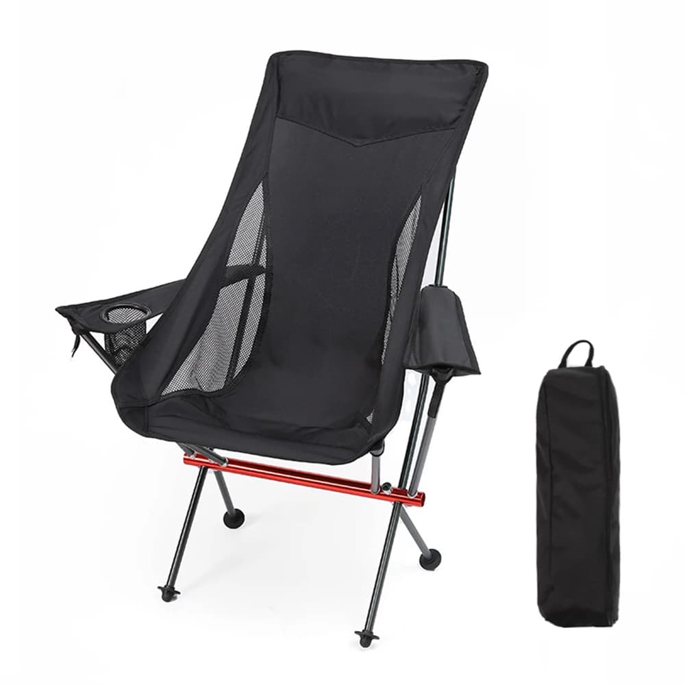 Folding Chair with Armrest, Camping Aluminum Chairs with Cup Cover Lightweight Collapsible Chair for Hiking Fishing Beach