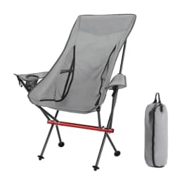 Folding Chair with Armrest, Camping Aluminum Chairs with Cup Cover Lightweight Collapsible Chair for Hiking Fishing Beach
