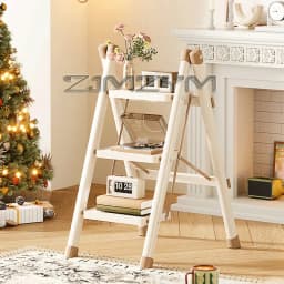 2-3 Step Folding Ladder Chair Carbon Steel High-Strength Kitchen Step Stool Multifunction Storage Shelf Flower Pot Stand