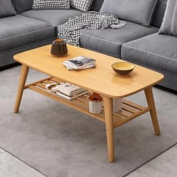 Coffee Table Living Room Center Minimalist Display 2-Tier Wood Coffee Table with Shelf Storage Mesa De Centro Elevable طاولة