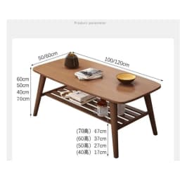Coffee Table Living Room Center Minimalist Display 2-Tier Wood Coffee Table with Shelf Storage Mesa De Centro Elevable طاولة