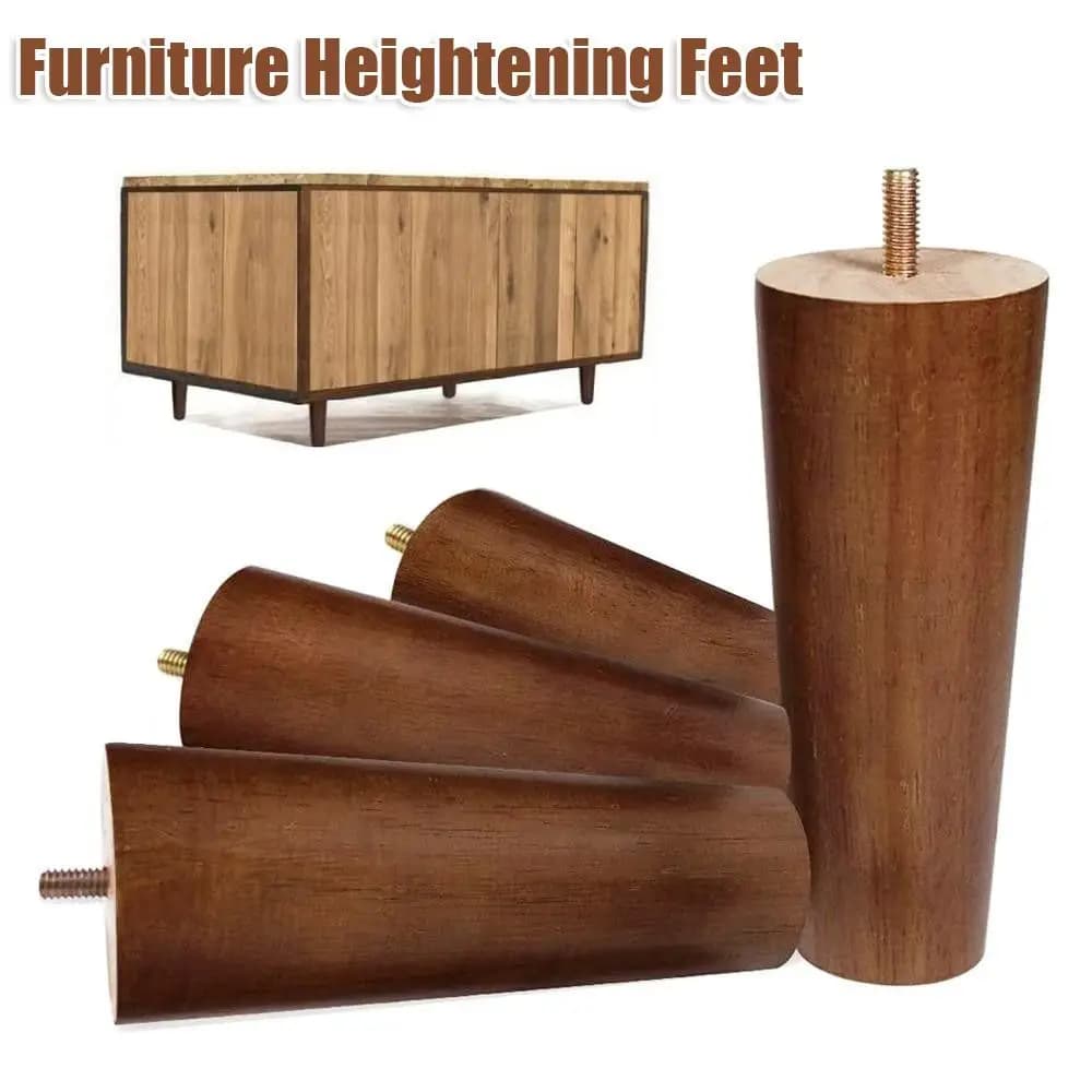 8/10/12/15/20cm Solid Wood Conical Furniture Legs Screw Sofa Legs Bed Cabinet Table Chair Replacement Feet