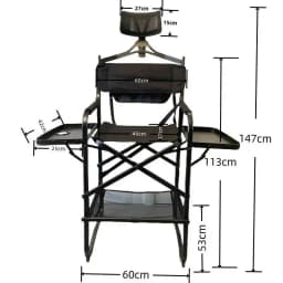 Table Portable Side Makeup with Artist Director Cup Chair Holder Foldable Lightweight Hairstylist Chair for Makeup Salons, Movie