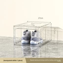 Transparent shoe box, magnetic suction door, thick plastic storage box, detachable dustproof shoe storage box