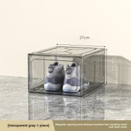 Transparent shoe box, magnetic suction door, thick plastic storage box, detachable dustproof shoe storage box