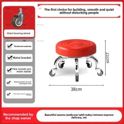 5-Wheel Metal Stool - Thickened Silent Low Stool with Sturdy Frame for Home/Foot Spa/Cosmetology/Kids
