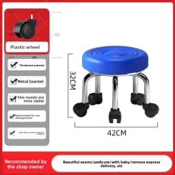5-Wheel Metal Stool - Thickened Silent Low Stool with Sturdy Frame for Home/Foot Spa/Cosmetology/Kids