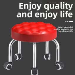 5-Wheel Metal Stool - Thickened Silent Low Stool with Sturdy Frame for Home/Foot Spa/Cosmetology/Kids