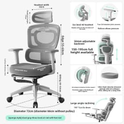 UVR Ergonomic Chair Is Not Tired of Sitting Staff Office Chair Household Reclining Seat Adjustable Backrest Computer Chair