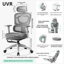 UVR Ergonomic Chair Is Not Tired of Sitting Staff Office Chair Household Reclining Seat Adjustable Backrest Computer Chair