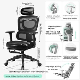 UVR Ergonomic Chair Is Not Tired of Sitting Staff Office Chair Household Reclining Seat Adjustable Backrest Computer Chair