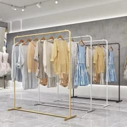 Luxury Gold Clothes Rack Iron Art Stylish Clothing Rack with 100-150CM Length for High-End Home Interior Retail Store Decoration