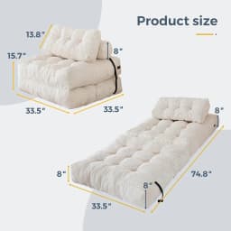 Folding Sofa Bed, Convertible Sleeper Chair with Pillow Foldable Matress, Portable Fold Out Chair Bed Comfy Floor Sofa Lounge