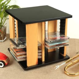 Nordic Modern 360° Rotating CD Rack Space-Saving Solid Wood Disc Stand Storage Organizer for CD Collection