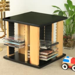 Nordic Modern 360° Rotating CD Rack Space-Saving Solid Wood Disc Stand Storage Organizer for CD Collection