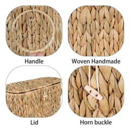 FTGT NEW Toilet Paper Storage Basket, Water Hyacinth Slim Toilet Paper Holder with Lid- Holds Up to 6 Rolls