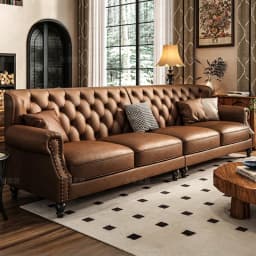 American Retro Sofa Fancy Leather Small Apartment Buckle Sofa First Layer Cowhide Canape Salon Furniture Couch
