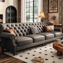 American Retro Sofa Fancy Leather Small Apartment Buckle Sofa First Layer Cowhide Canape Salon Furniture Couch