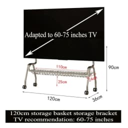 Multifunctional Movable Stainless Steel TV Stand with Storage Basket, Fits 32-75 Inch TVs, Universal for Living Room and Bedroom