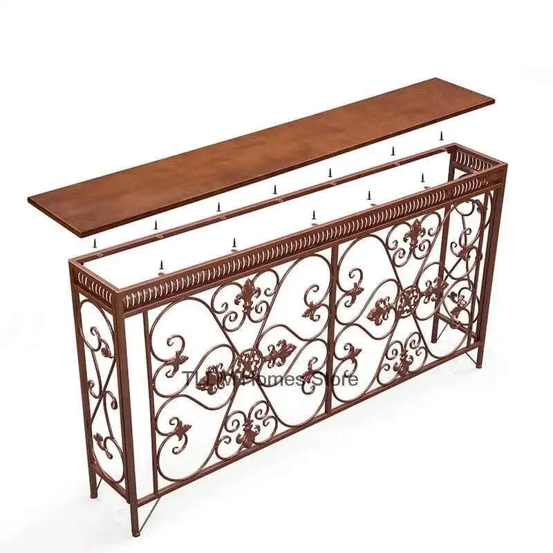 American Wrought Iron Console Table Living Room Furniture Console Tables Retro Creative Home Corridor Decoration Hallway Table