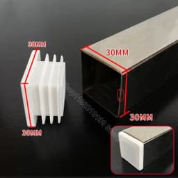 Rectangle/Square White Plastic Blanking End Cap Pipe Tube Inserts Plugs Bung Cover Steel Table Leg Feet Pad 10x20mm to 200x200mm